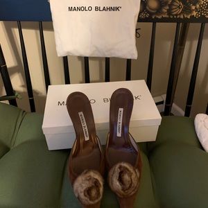 Manolo Blahnik Mules w/mink fur